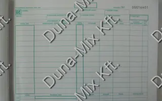 Készletbevételezési bizonylat 25x4lapos 13 tétel 1